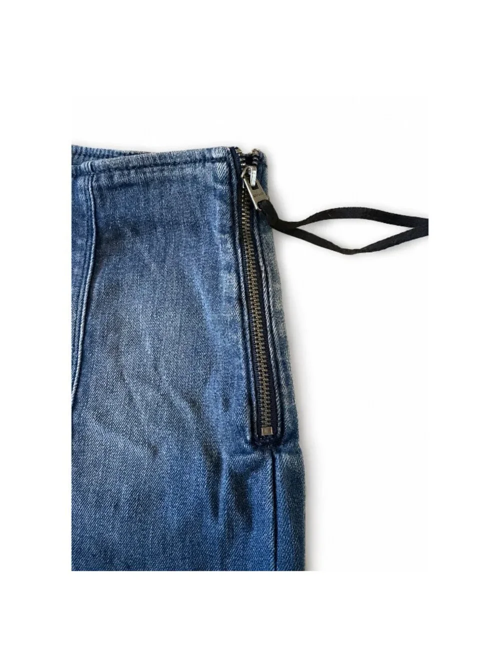 Express Jeans Y2K Blue Coated Denim Side Zip Hot Shorts Size 6 Approx